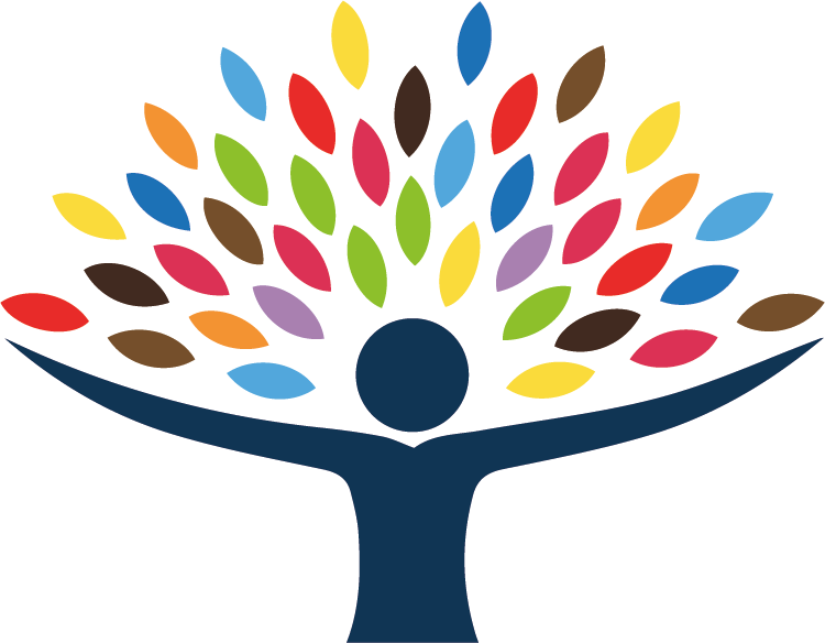 Colorful tree with person logo